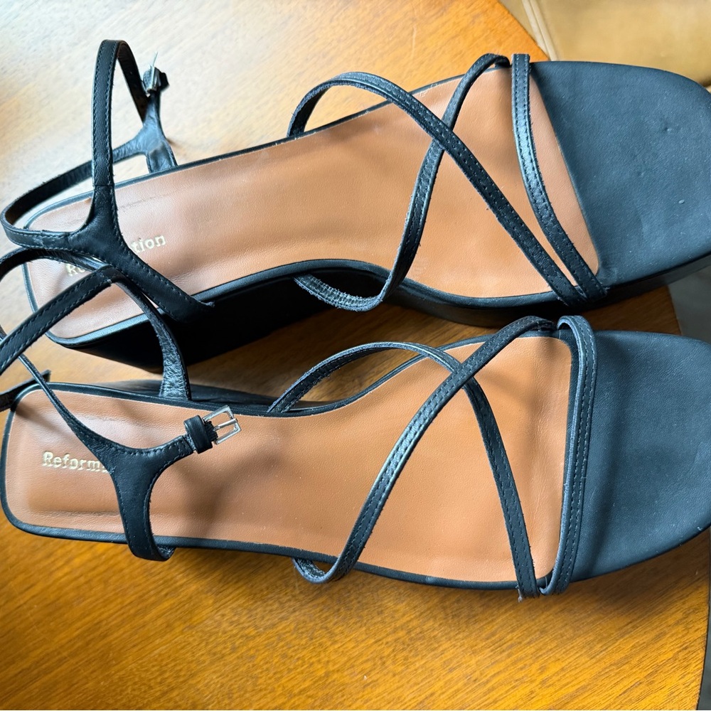Reformation Platform Black Strappy Sandals - Picture 3 of 3